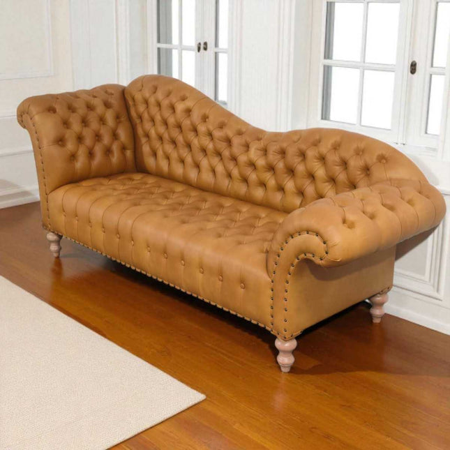 Versa French tufted Chaise ☆ Tan