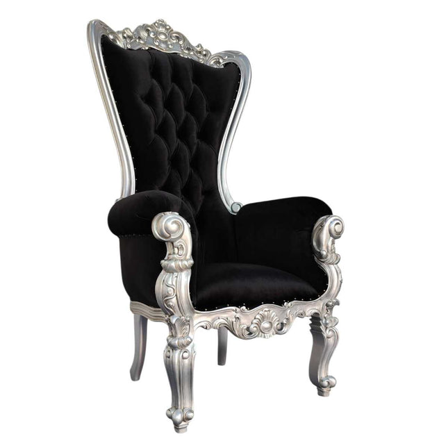 Hollywood Regency Throne ☆ Silver & Black