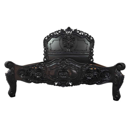 VERNON MAHOGANY CARVED ROCOCO BED ☆ BLACK