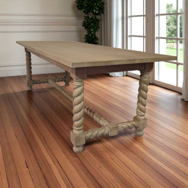 Jenkinson Mahogany Wood Dining Table ☆ Rustic Grey