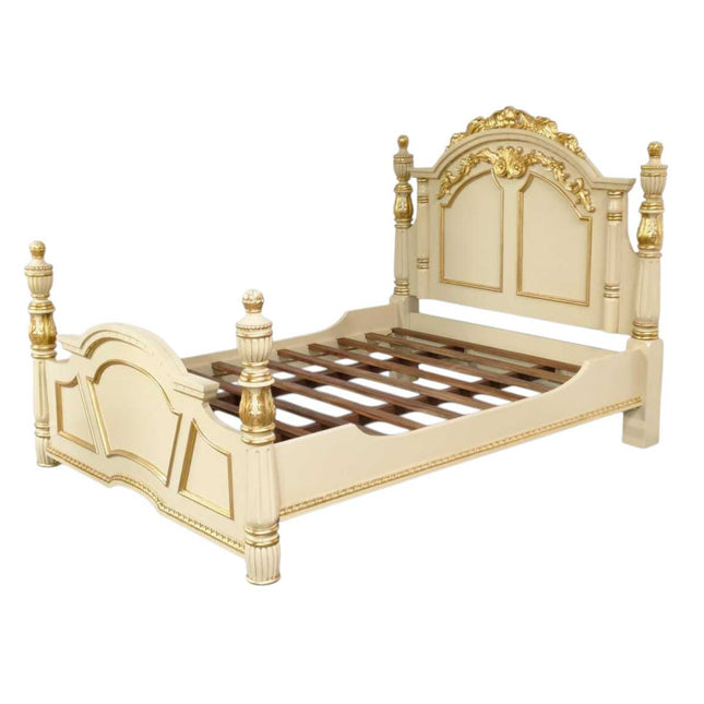 SATURN GOTHIC COLUMN BED ☆CREAM & GOLD
