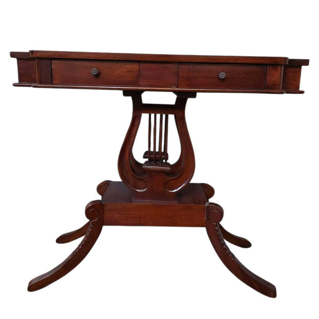 LYRE MAHOGANY WOOD CONSOLE TABLE ☆MAHOGANY