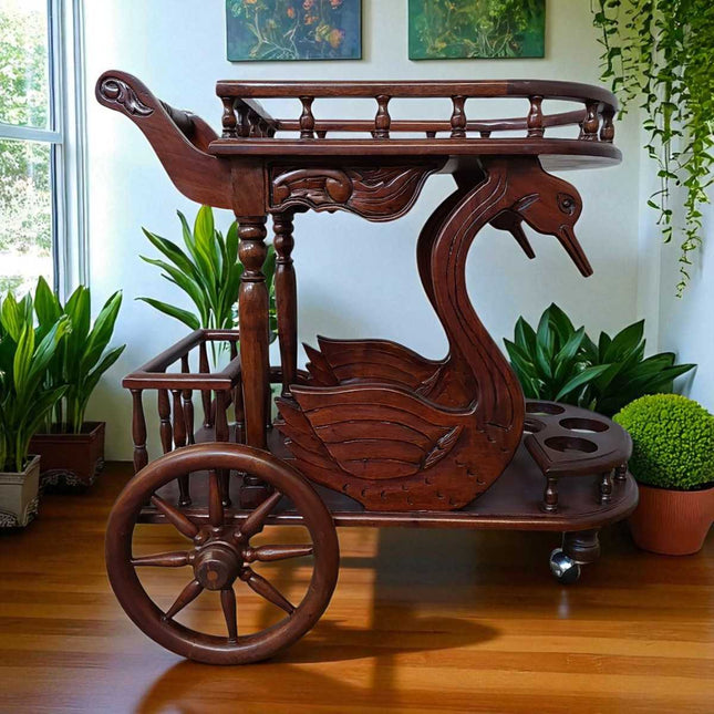 Calais Mahogany wood Swan cart