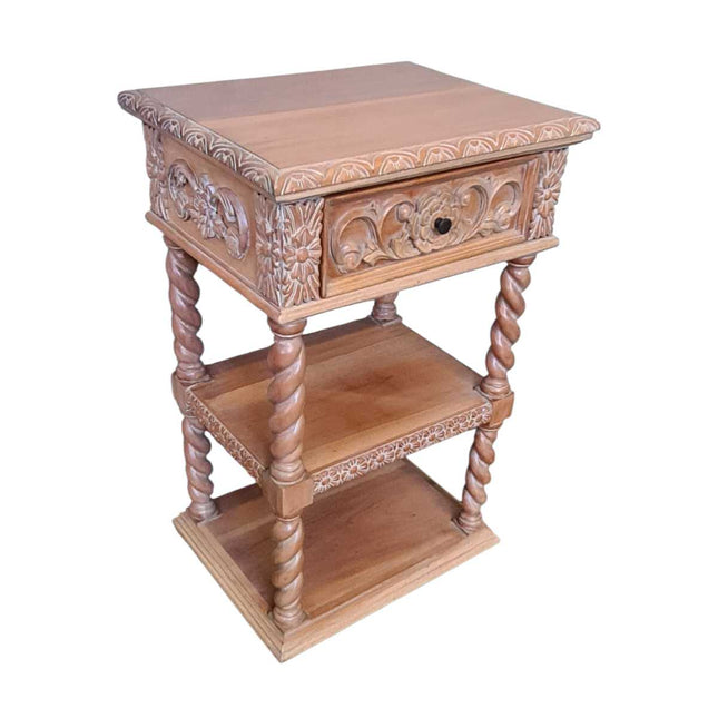 TORUS MAHOGANY NIGHTSTAND ☆ Natural White-Wash