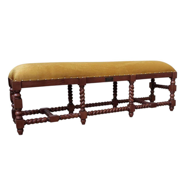 HAZELHURST BED END BENCH SEAT ☆ WALNUT & GOLD VELVET