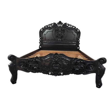 VERNON MAHOGANY CARVED ROCOCO BED ☆ BLACK