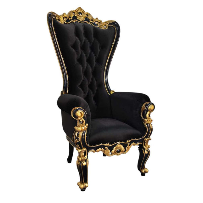 Hollywood Regency Throne Chair ☆ Black & Gold