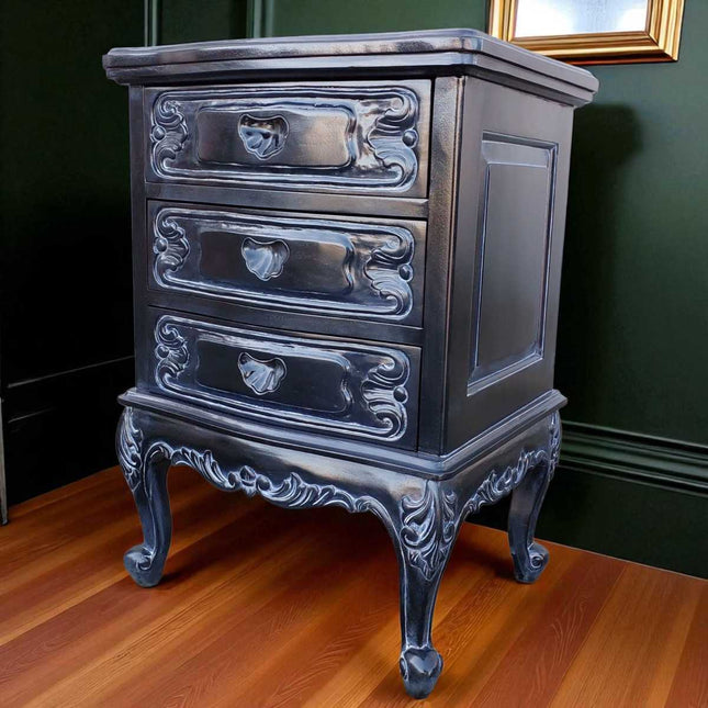 DOMINIQUE MAHOGANY WOOD NIGHTSTAND ☆ BLACK