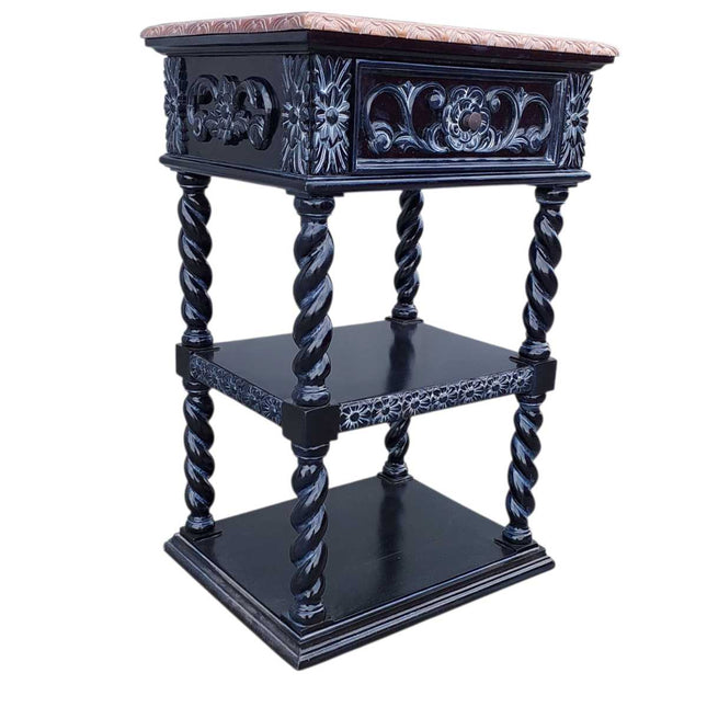 Torus Mahogany Nightstand ☆ Black & Natural