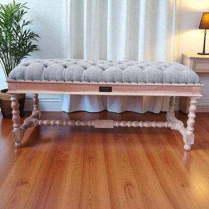 Dawson Colonial Upholstered Seat ☆ Natural & Grey