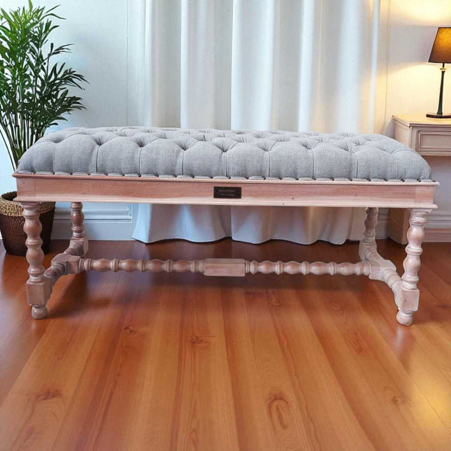 Dawson Colonial Upholstered Seat ☆ Natural & Grey