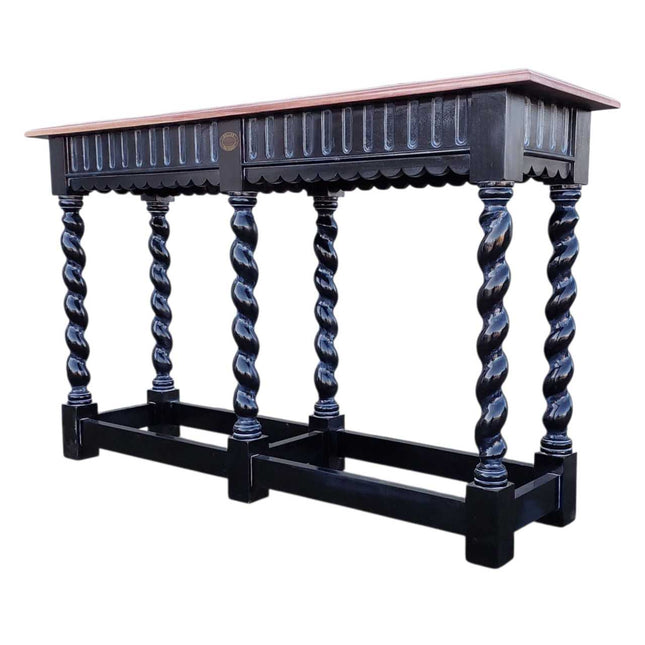 ROYALTON MAHOGANY WOOD CONSOLE TABLE ☆ BLACK & NATURAL
