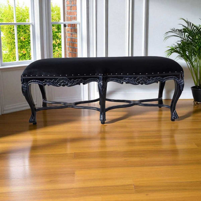 CHALSEA FRENCH CROSS FRAME STOOL ☆ BLACK