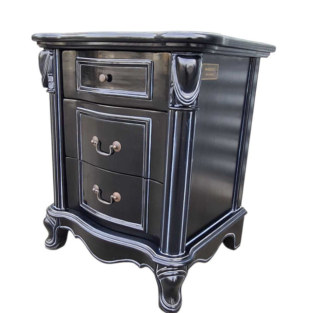 DIEU MAHOGANY WOOD NIGHTSTAND ☆ BLACK ANTIQUE