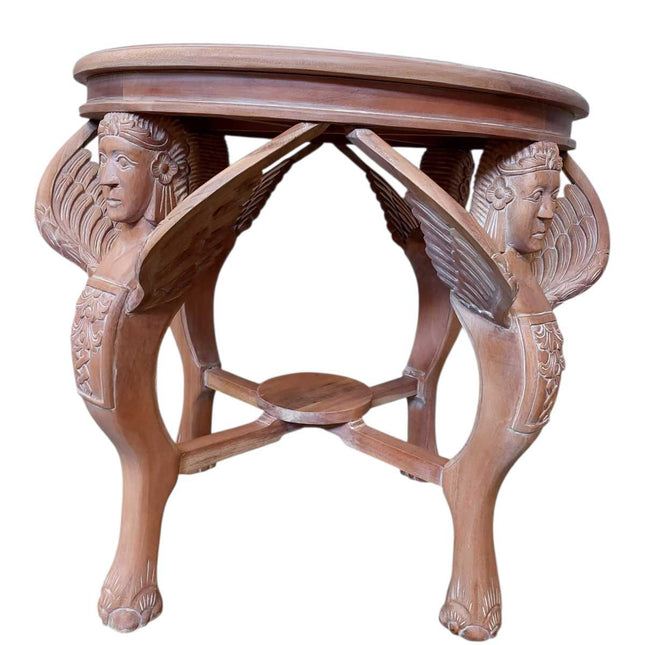 Mahogany wood Carved Round Angels Table