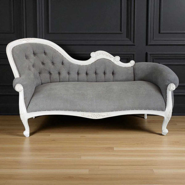 Estelle French Chaise ☆White & Grey