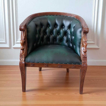 Empire Revival Tub Chair ☆ Walnut & Green