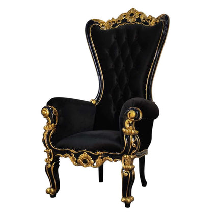 Hollywood Regency Throne Chair ☆ Black & Gold