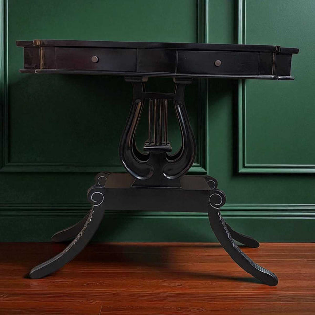 Lyre Mahogany wood Console Table ☆ White Antique