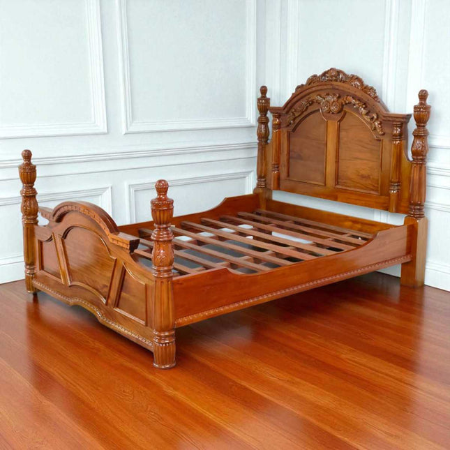 SATURN GOTHIC COLUMN BED ☆ WALNUT LIGHT