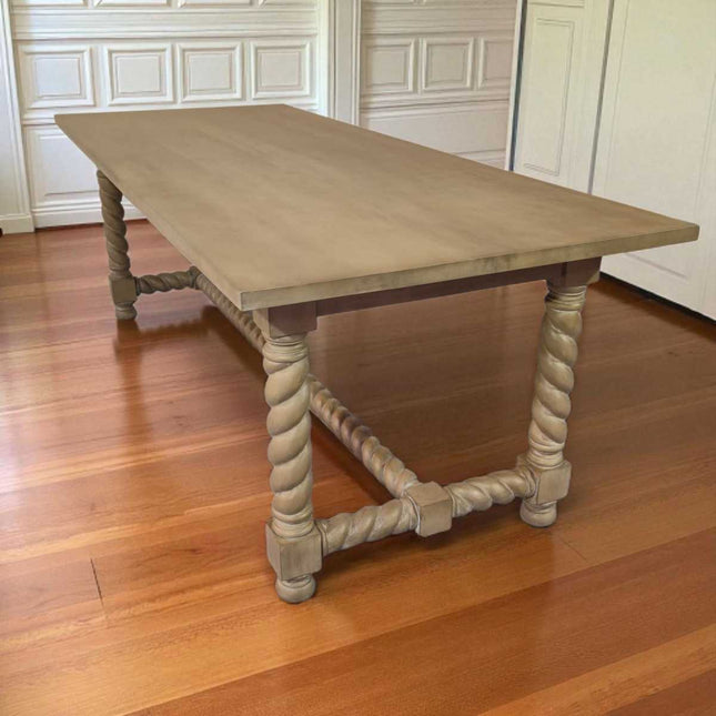 Jenkinson Mahogany Wood Dining Table ☆ Rustic Grey