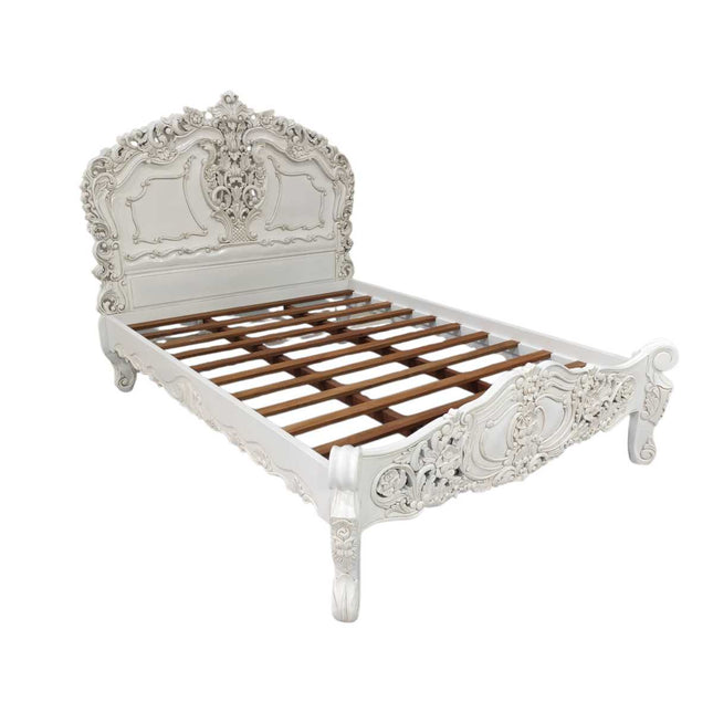 VERNON ROCOCO MAHOGANY WOOD BED ☆ WHITE
