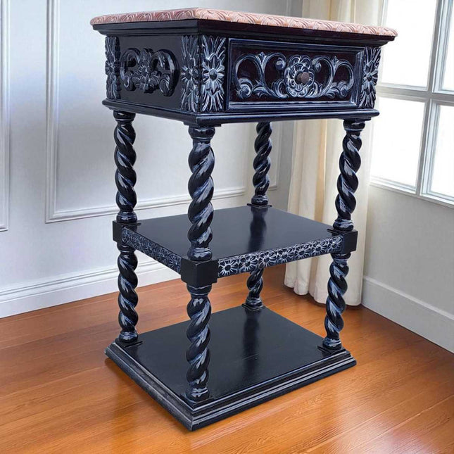 Torus Mahogany Nightstand ☆ Black & Natural