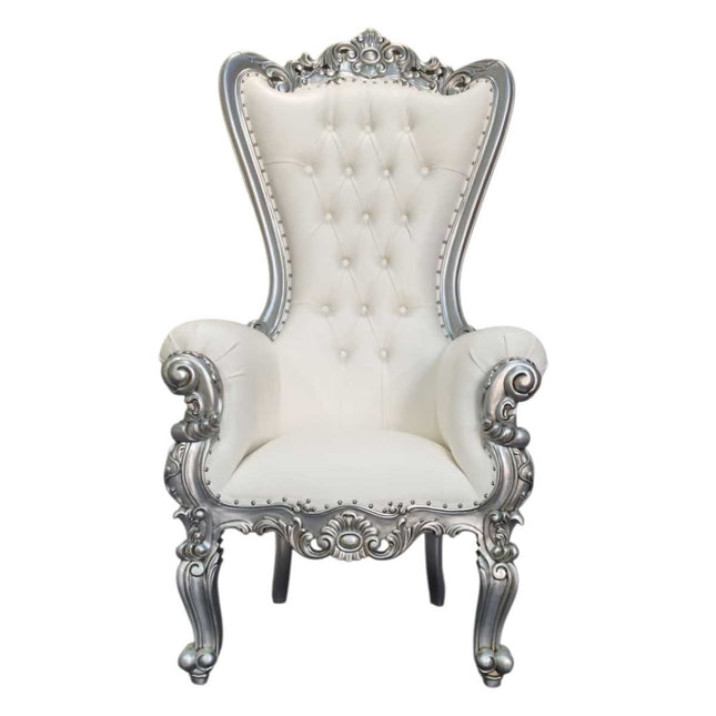 HOLLYWOOD REGENCY THRONE ☆ Silver & White