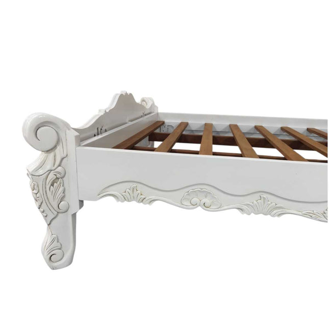 VERNON ROCOCO MAHOGANY WOOD BED ☆ WHITE