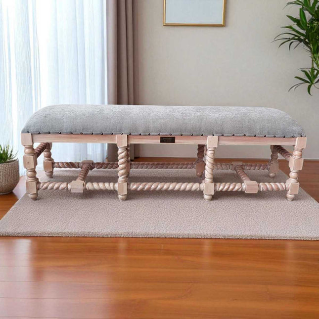 Hazelhurst Bedend Bench seat ☆ Natural & Grey