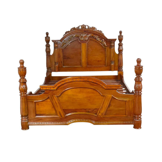 SATURN GOTHIC COLUMN BED ☆ WALNUT LIGHT