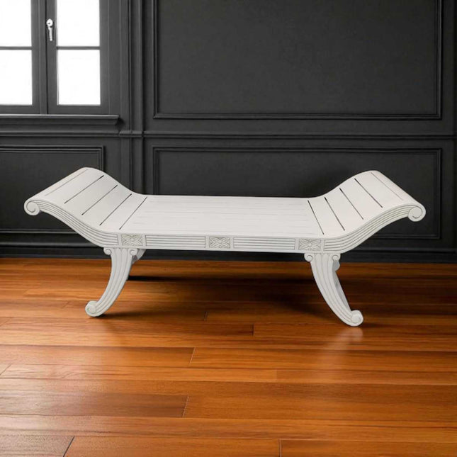 Munich Mahogany indoor Sleigh Bench Seat ☆ White