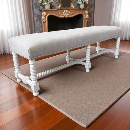 PANTHEON LUXURY BED END SEAT ☆White Antique &