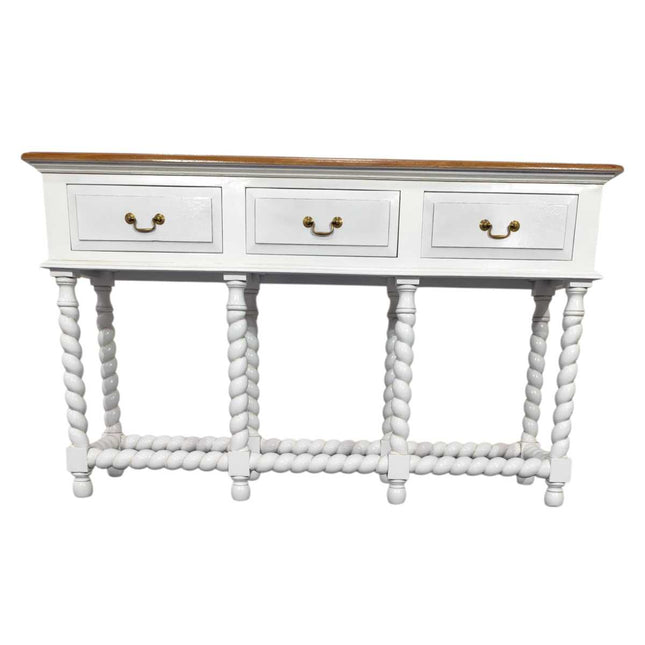 OXTON MAHOGANY WOOD CONSOLE TABLE ☆ WHITE & NATURAL