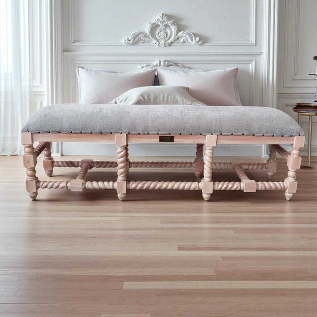 Hazelhurst Bedend Bench seat ☆ Natural & Grey