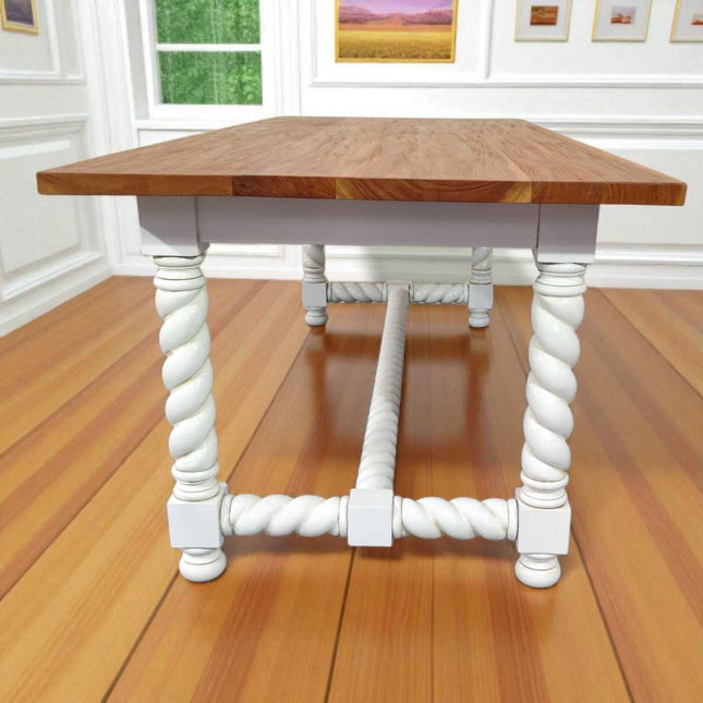 JENKINSON MAHOGANY WOOD DINING TABLE ☆ WHITE & NATURAL