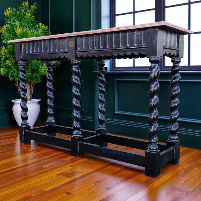 ROYALTON MAHOGANY WOOD CONSOLE TABLE ☆ BLACK & NATURAL