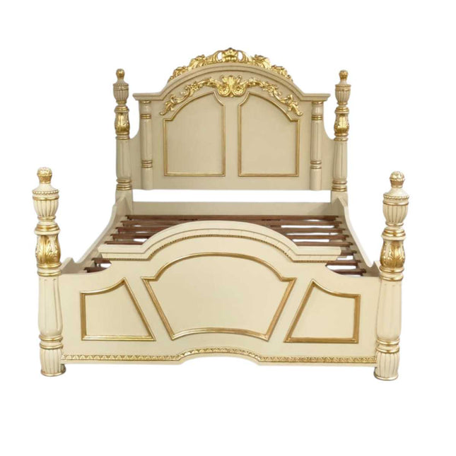 SATURN GOTHIC COLUMN BED ☆CREAM & GOLD