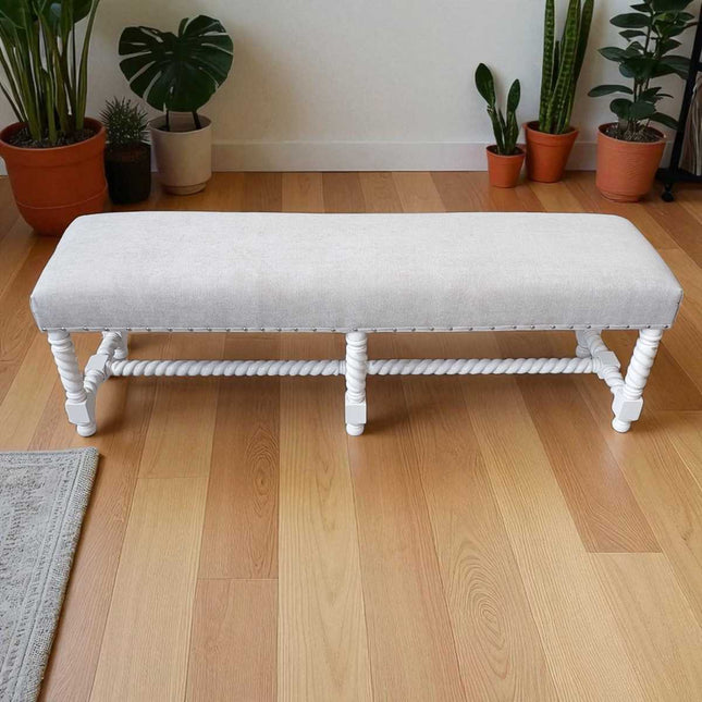 PANTHEON LUXURY BED END SEAT ☆White Antique &