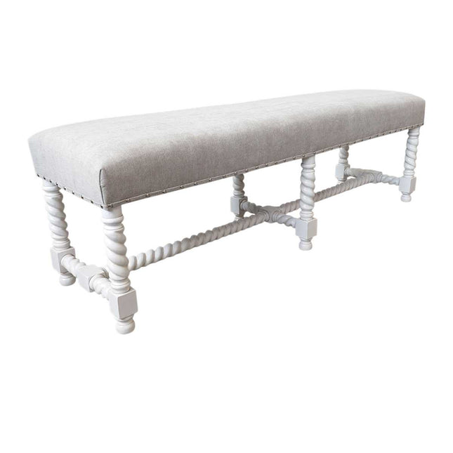 PANTHEON LUXURY BED END SEAT ☆White Antique &