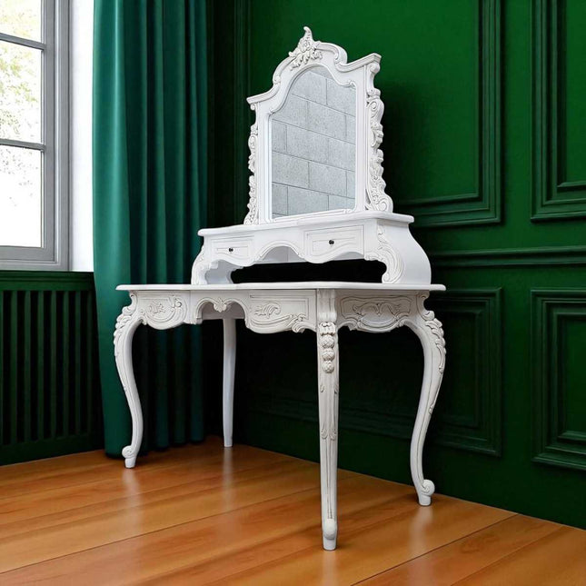 Etna French Vanity Dressing Table ☆ White Antique