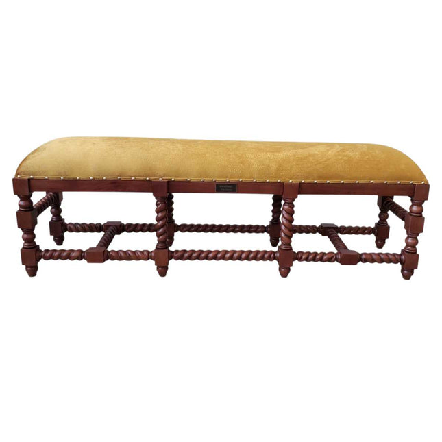 HAZELHURST BED END BENCH SEAT ☆ WALNUT & GOLD VELVET