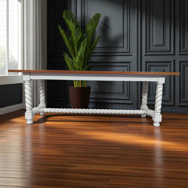 JENKINSON MAHOGANY WOOD DINING TABLE ☆ WHITE & NATURAL