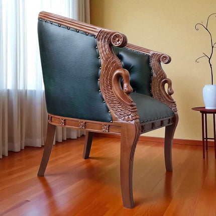Empire Revival Tub Chair ☆ Walnut & Green