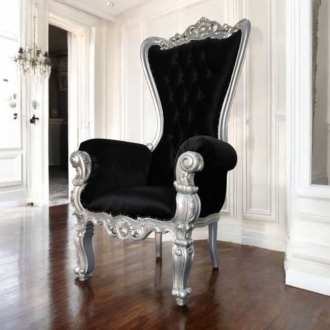 Hollywood Regency Throne ☆ Silver & Black