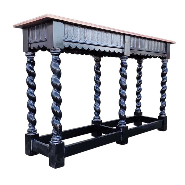 ROYALTON MAHOGANY WOOD CONSOLE TABLE ☆ BLACK & NATURAL