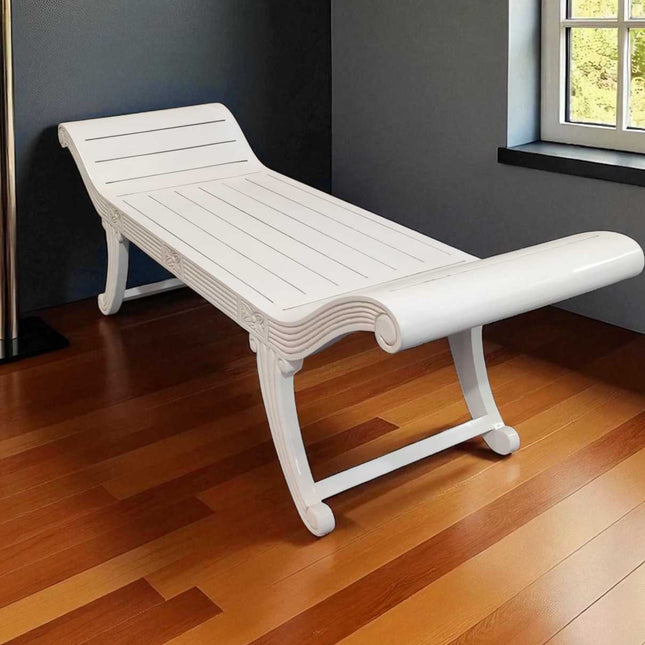 Munich Mahogany indoor Sleigh Bench Seat ☆ White