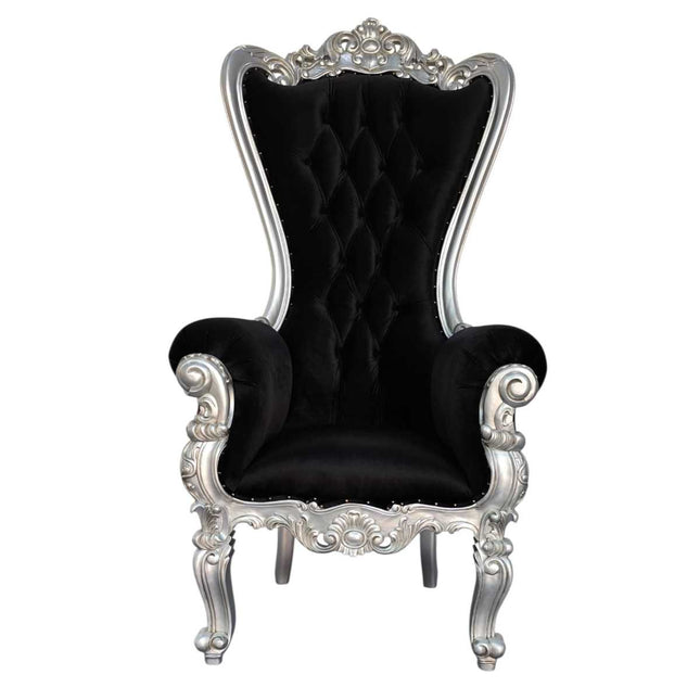 Hollywood Regency Throne ☆ Silver & Black