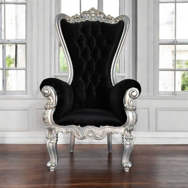 Hollywood Regency Throne ☆ Silver & Black