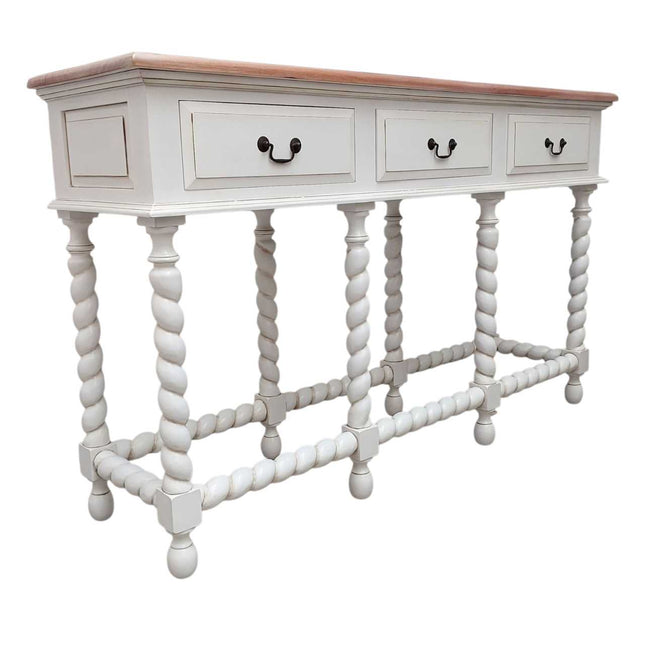OXTON MAHOGANY WOOD CONSOLE TABLE ☆ WHITE & NATURAL